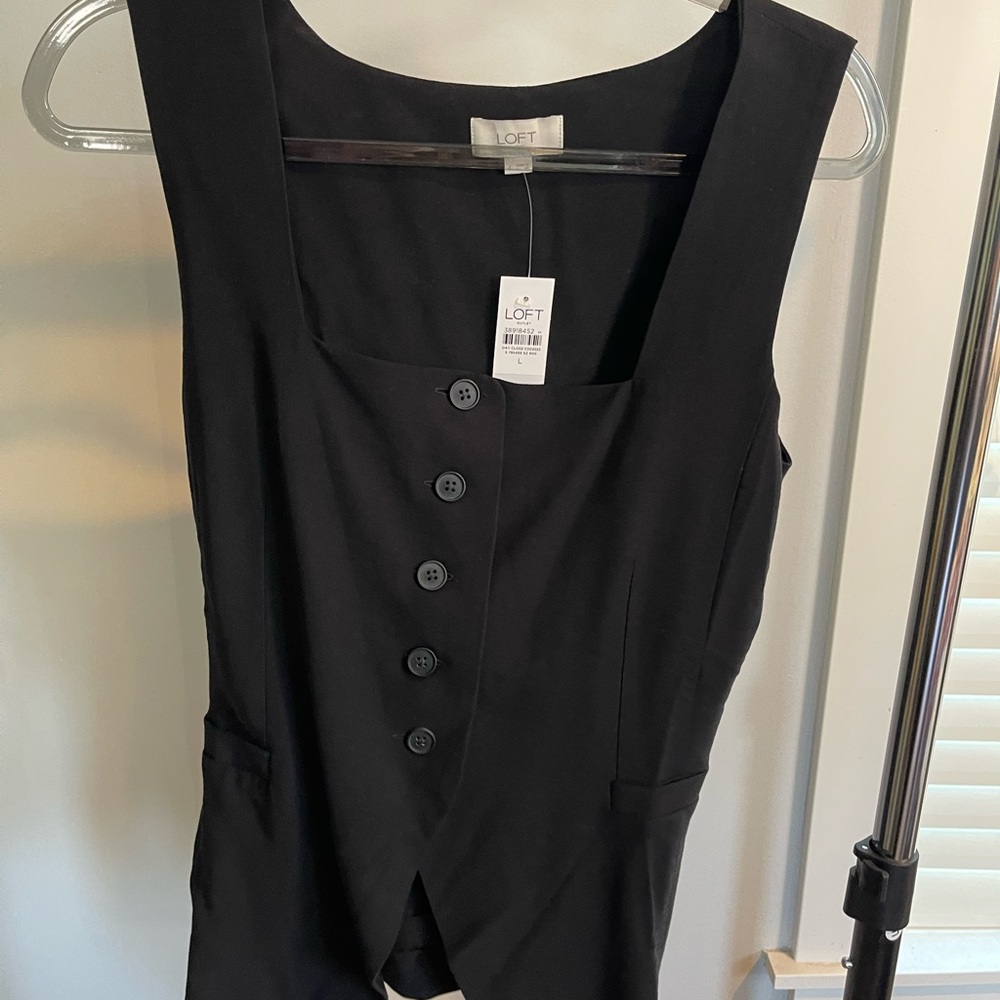 LOFT Elegant Black Button-Up Blouse
